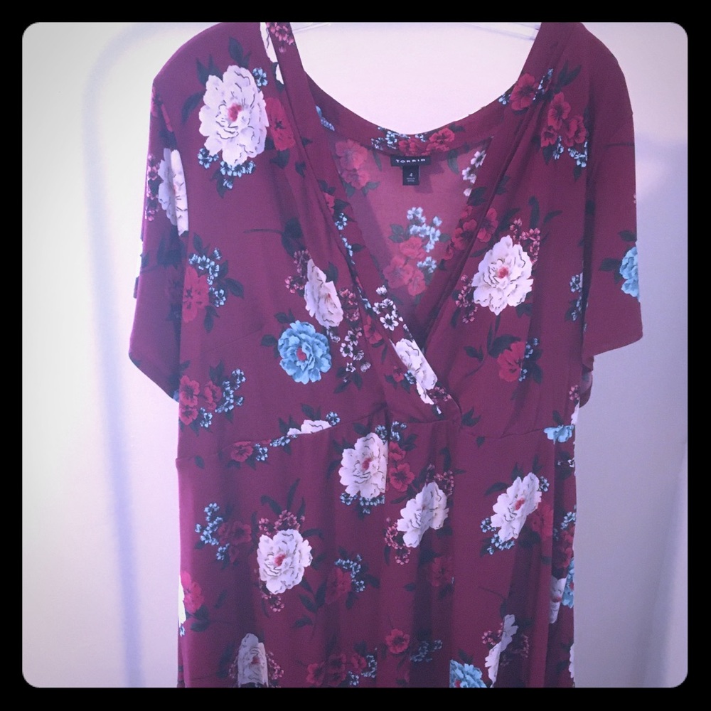 Red Floral Tie Back Top - Plus - Torrid